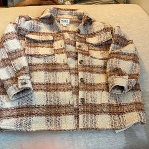 Roxy Brown and Cream Plaid Jacket NWOT